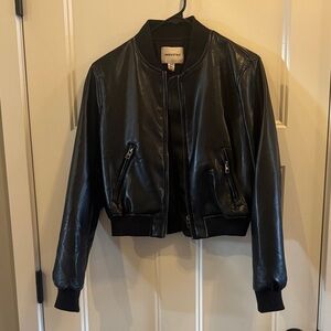 Black faux leather women’s INDUSTRY bomber jacket
